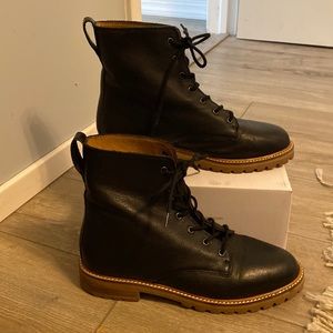 Madewell Black Leather Combat Boots size 7